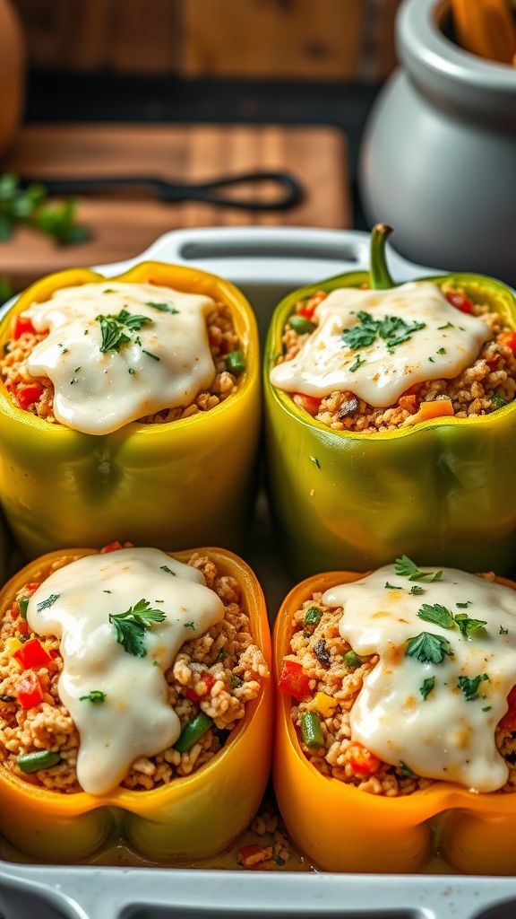 Stuffed Bell Peppers with Ground Turkey