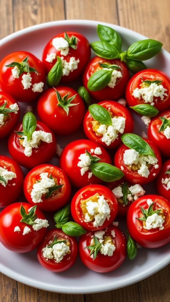 Stuffed Cherry Tomatoes with Feta and Basil  