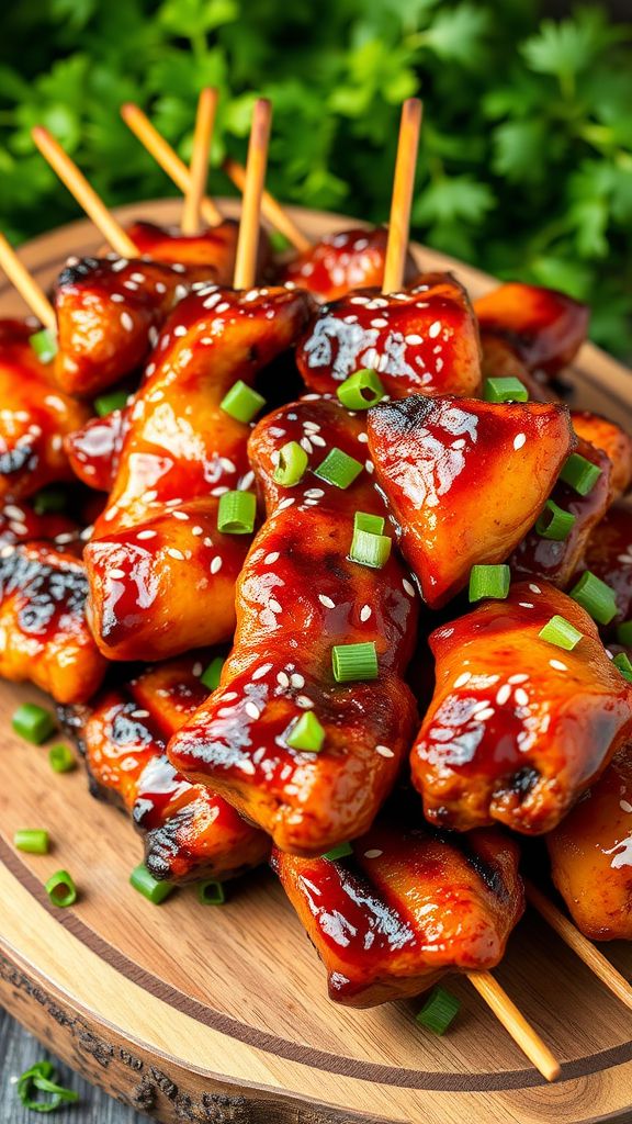 Sweet and Spicy Chicken Wings on a Skewer