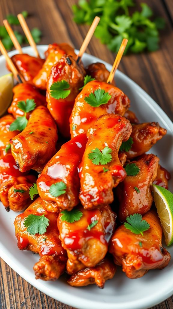 Sweet Chili Chicken Wings on a Stick  