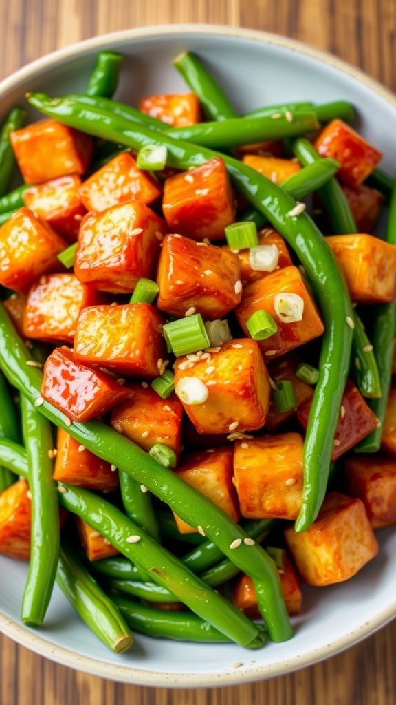 Szechuan Tempeh with Green Beans  