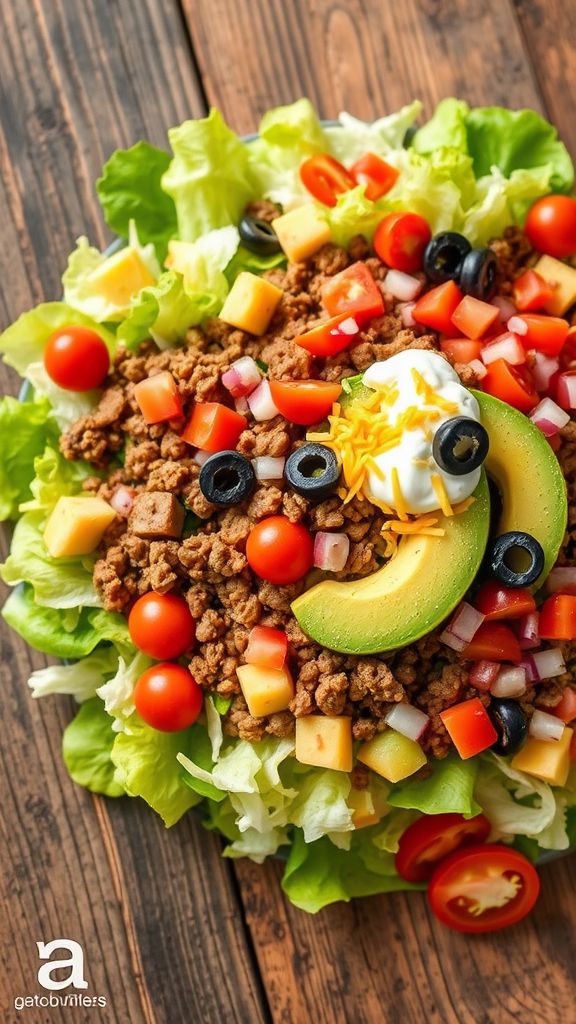 Taco Salad with Ground Beef and Avocado