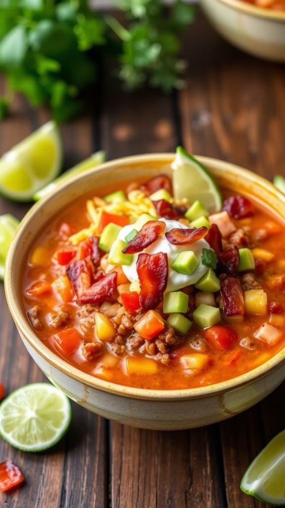 Tangy Lime and Bacon Keto Taco Soup