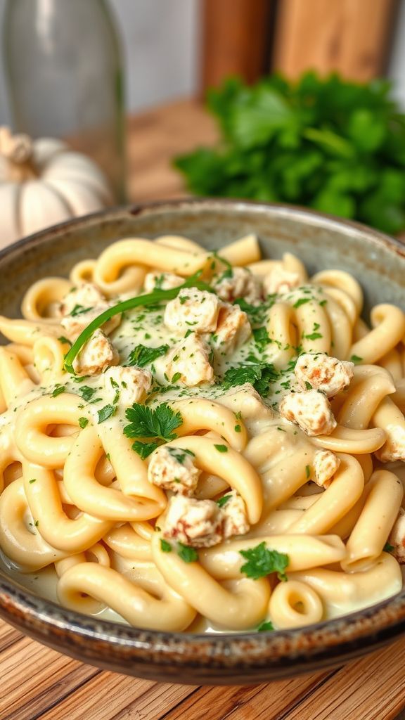 Tempeh Alfredo with Whole Grain Rotini  