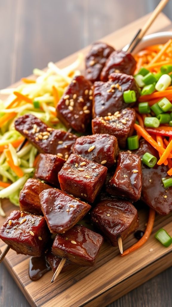 Teriyaki Beef Skewers and Cabbage Slaw  