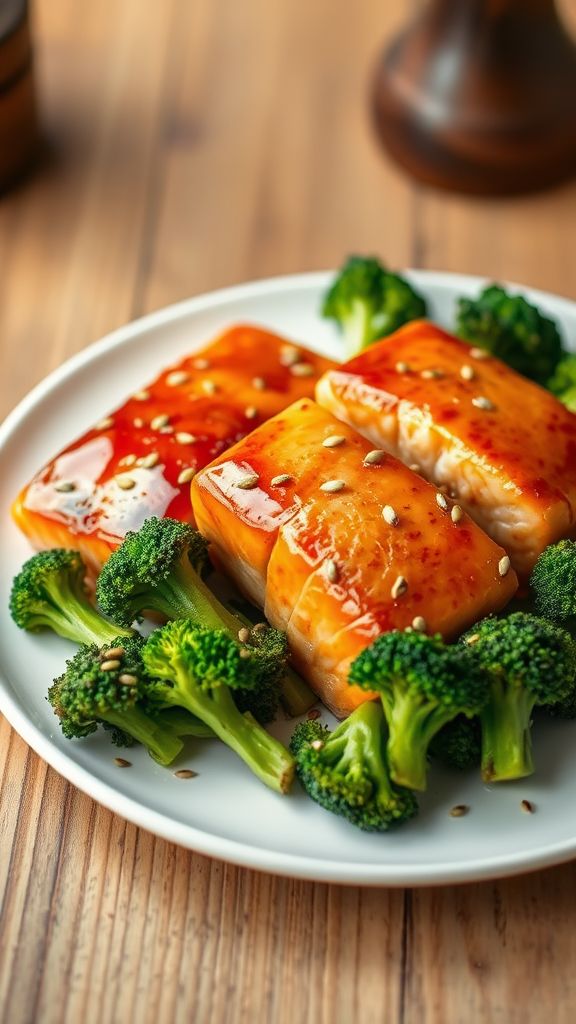 Teriyaki Salmon with Steamed Broccoli  