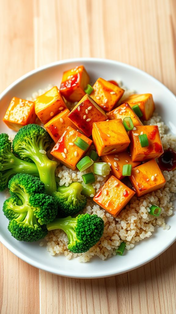 Teriyaki Tofu with Broccoli and Quinoa  