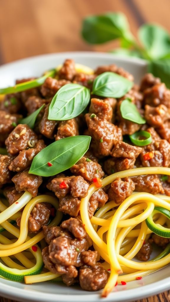 Thai Basil Beef with Zoodles