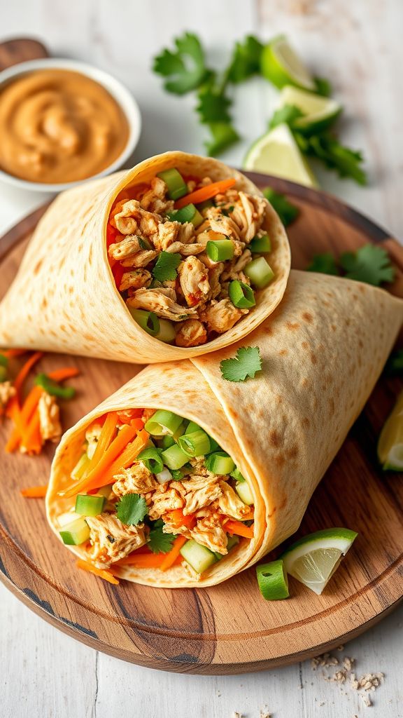 Thai Peanut Chicken Breakfast Wraps