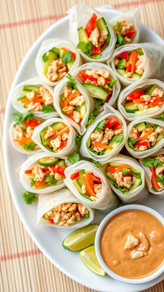 Thai Tuna Salad Rolls with Peanut Sauce  