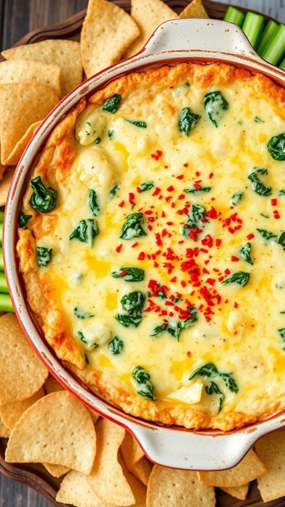 Three-Cheese Spinach Artichoke Dip