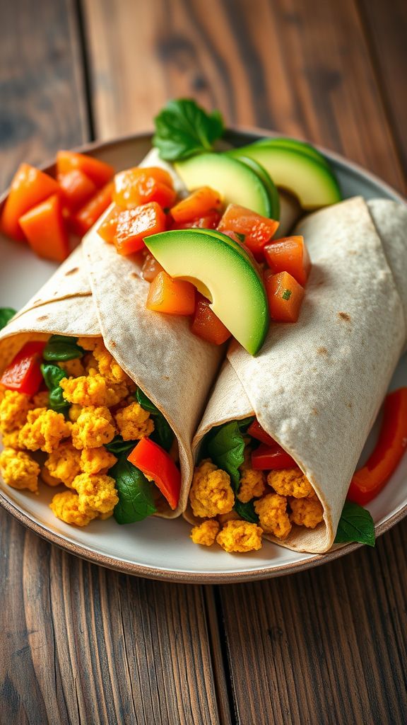 Tofu Scramble Protein Burritos with Salsa