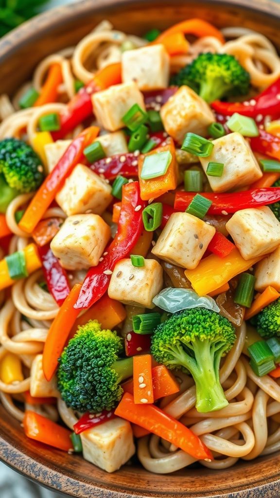 Tofu & Veggie Stir-Fry Pasta Salad  