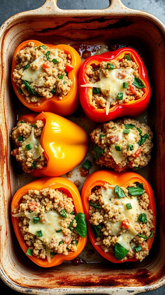 Turkey and Veggie Stuffed Bell Peppers  