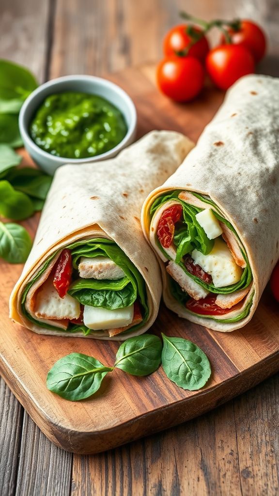 Turkey Spinach Pesto Wraps  