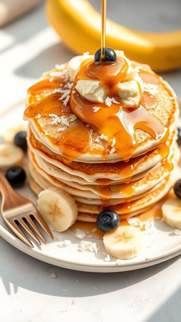 Vanilla Coconut Pancakes with Almond Butter