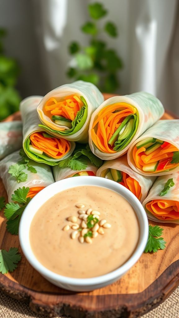 Veggie Spring Rolls with Peanut Sauce  