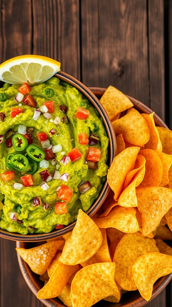 Zesty Guacamole with Homemade Tortilla Chips  