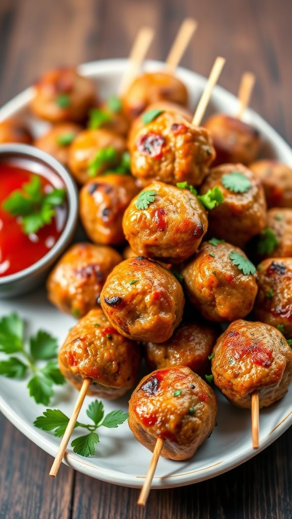 Zesty Italian Herb Meatball Skewers