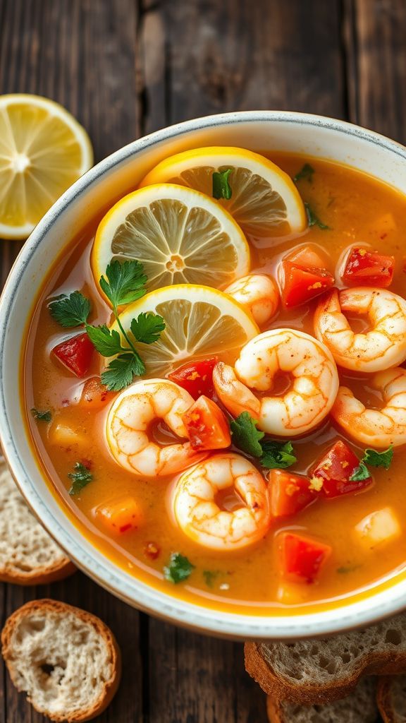 Zesty Lemon Garlic Shrimp Soup  