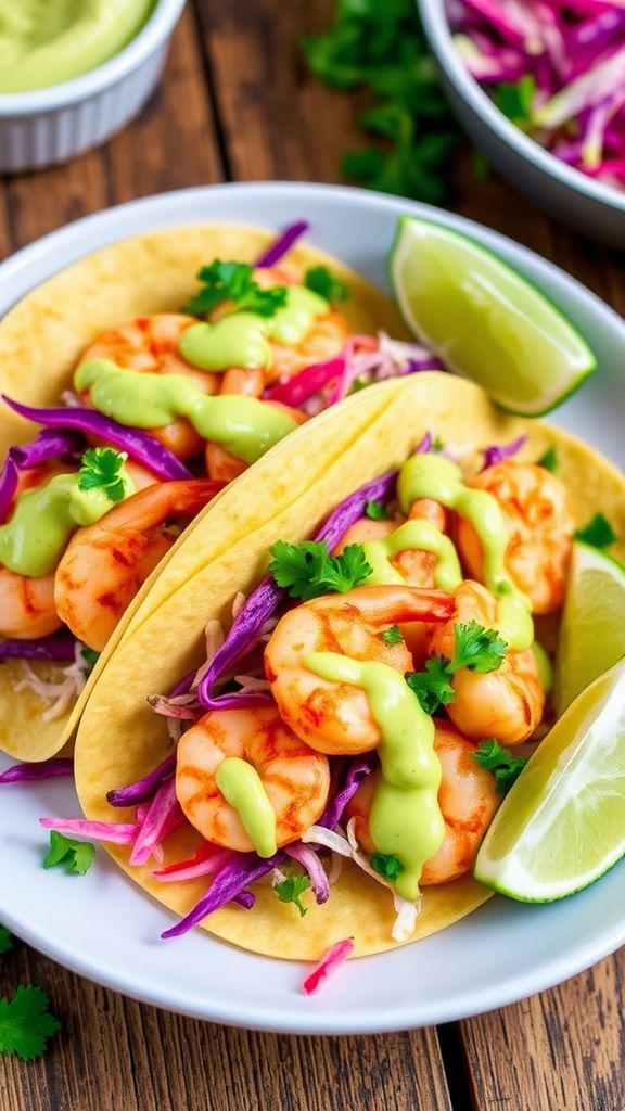 Zesty Shrimp Tacos with Avocado Cream