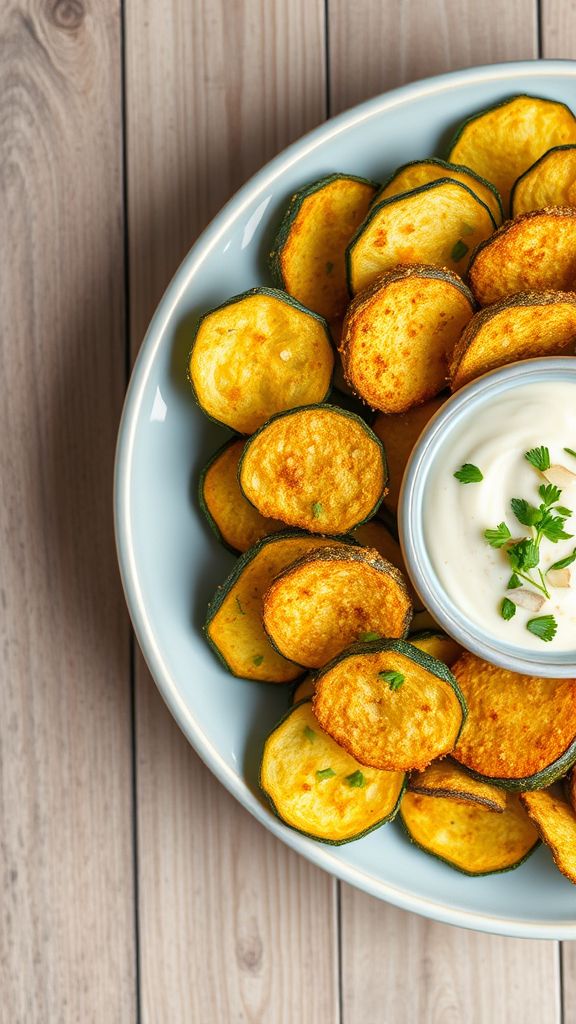 Zucchini Chips with Garlic Dip  