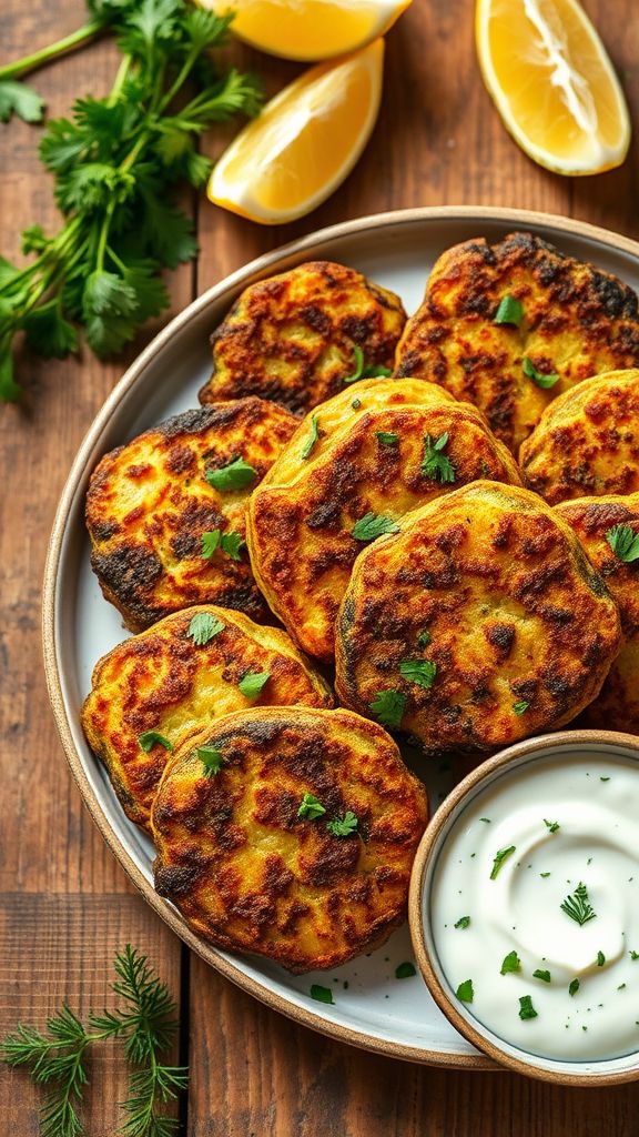 Zucchini Fritters with Tzatziki