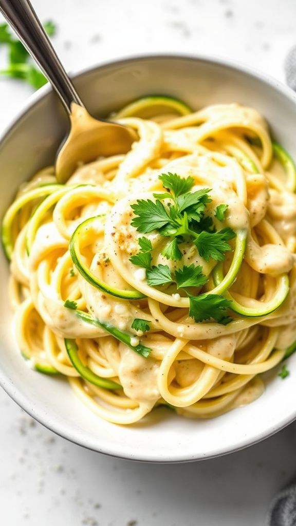 Zucchini Noodle Keto Alfredo Bowl