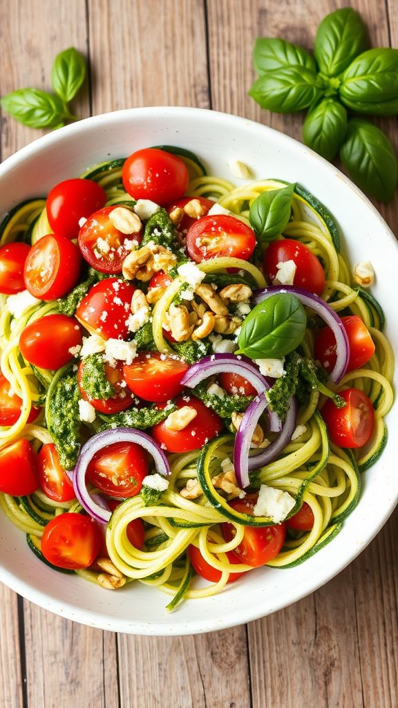 Zucchini Noodle Salad with Pesto