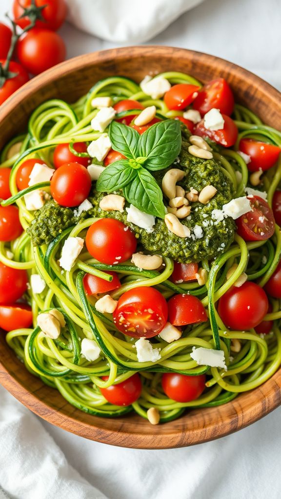 Zucchini Noodle Salad with Pesto