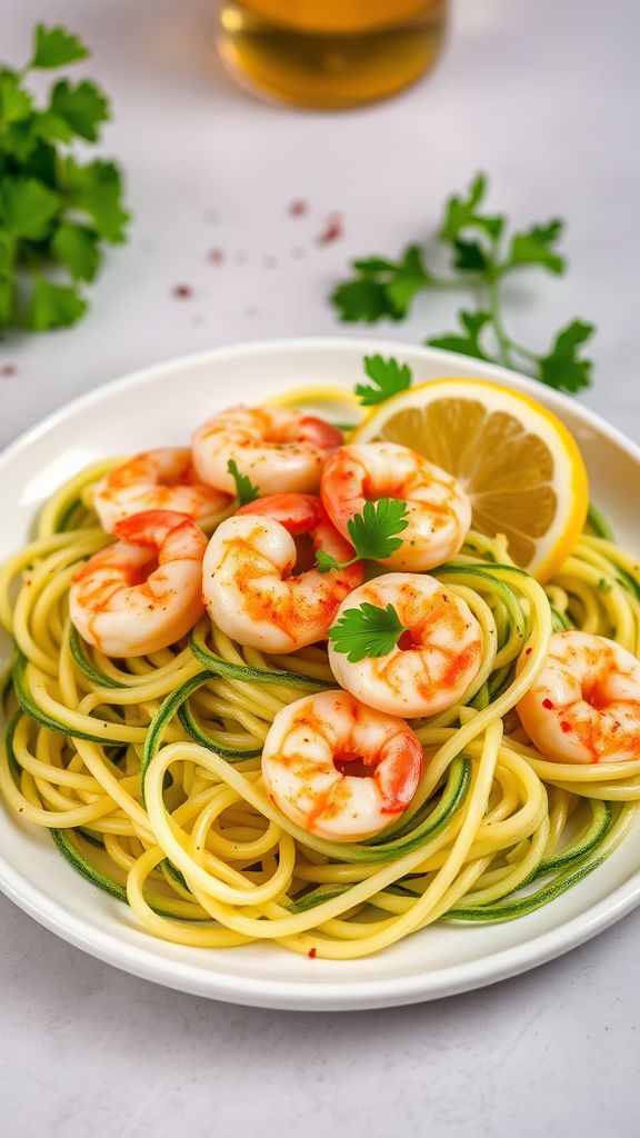 Zucchini Noodles with Garlic Butter Shrimp  