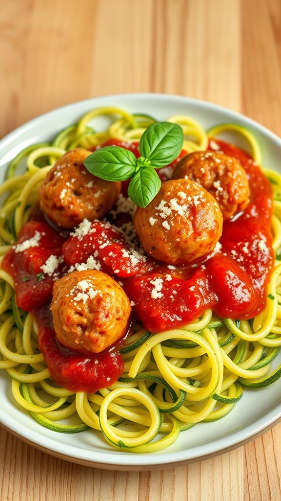 Zucchini Noodles with Turkey Meatballs  