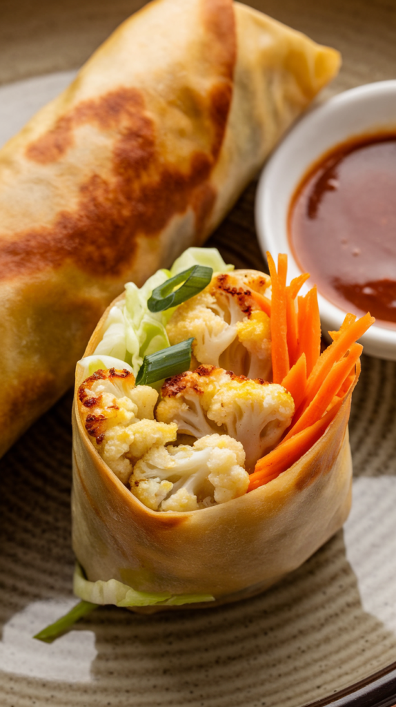 Buffalo Cauliflower Spring Rolls