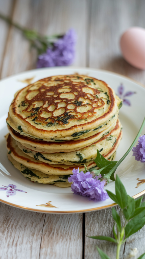 Spinach and Feta Savory Easter Pancakes