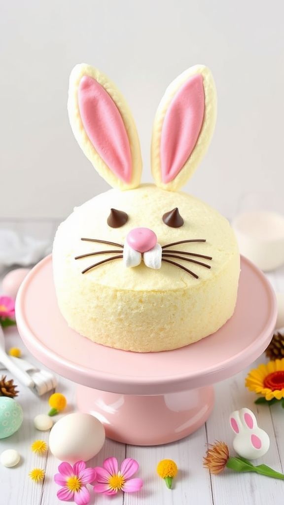 Adorable Bunny Face Sponge Cake