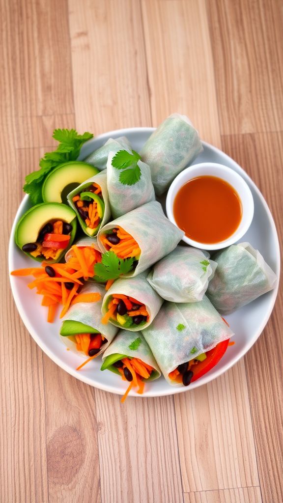 Avocado and Black Bean Spring Rolls  