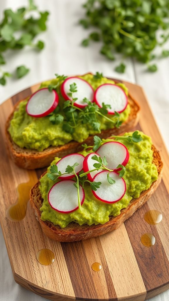 Avocado Toast with Radish and Microgreens 