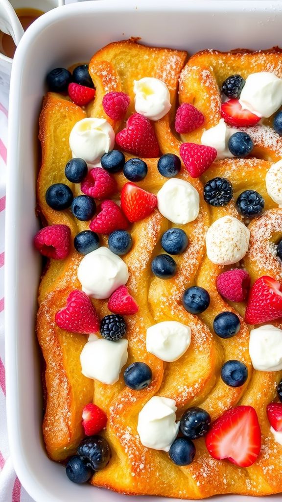 Berry and Cream Cheese Stuffed French Toast Casserole  