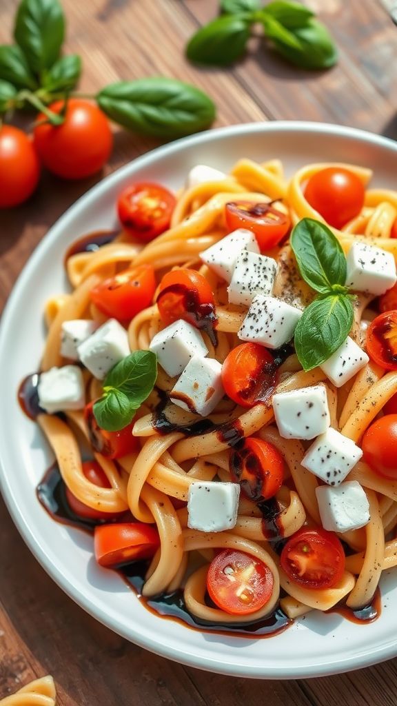 Caprese Pasta with Balsamic Glaze  