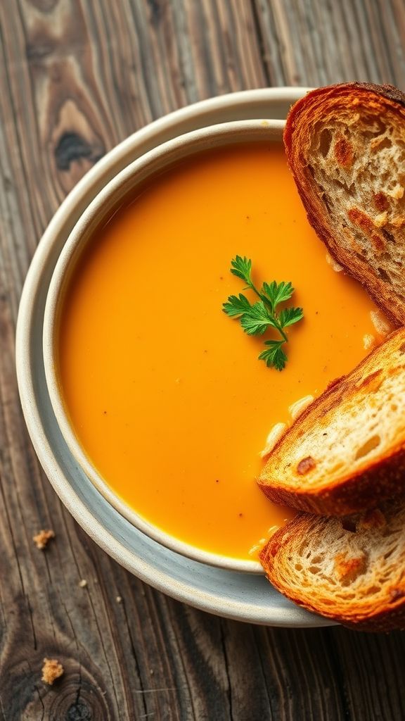 Carrot and Ginger Soup with Crusty Bread