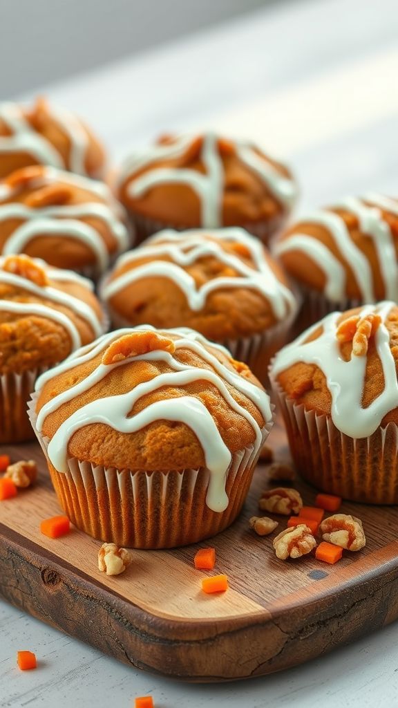 Carrot Cake Muffins with Cream Cheese Drizzle