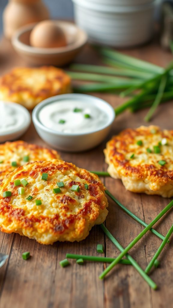 Cheddar and Chive Cauliflower Fritters