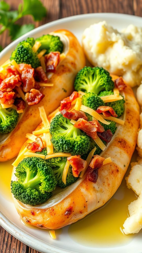 Cheesy Broccoli and Bacon Stuffed Chicken