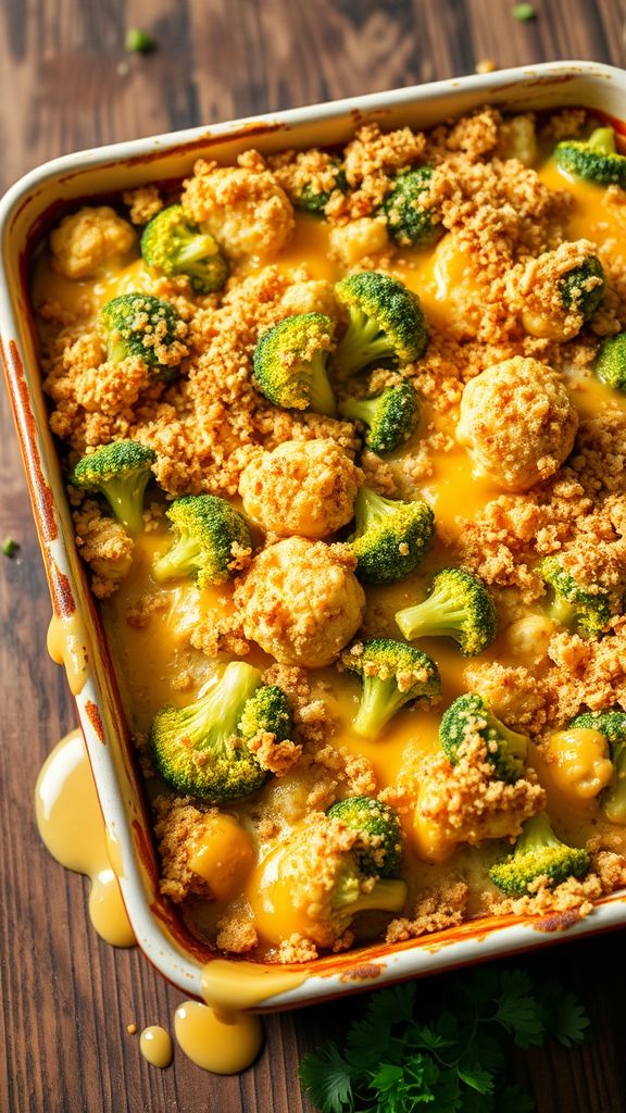 Cheesy Broccoli and Cauliflower Bake