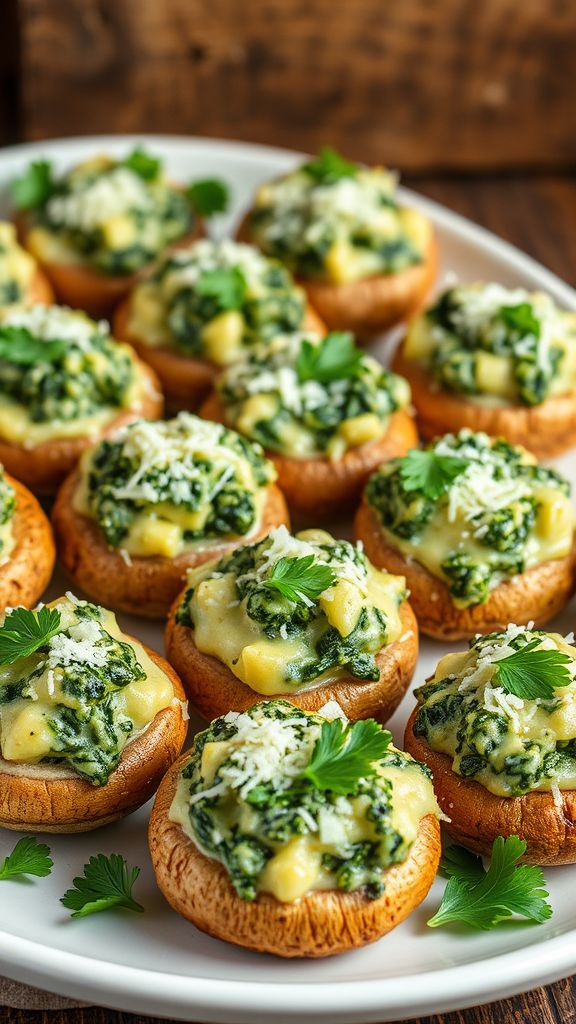 Cheesy Spinach Stuffed Mushrooms