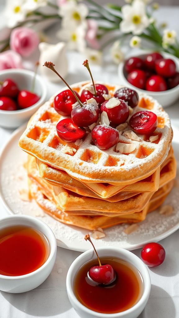 Cherry Almond Easter Waffles