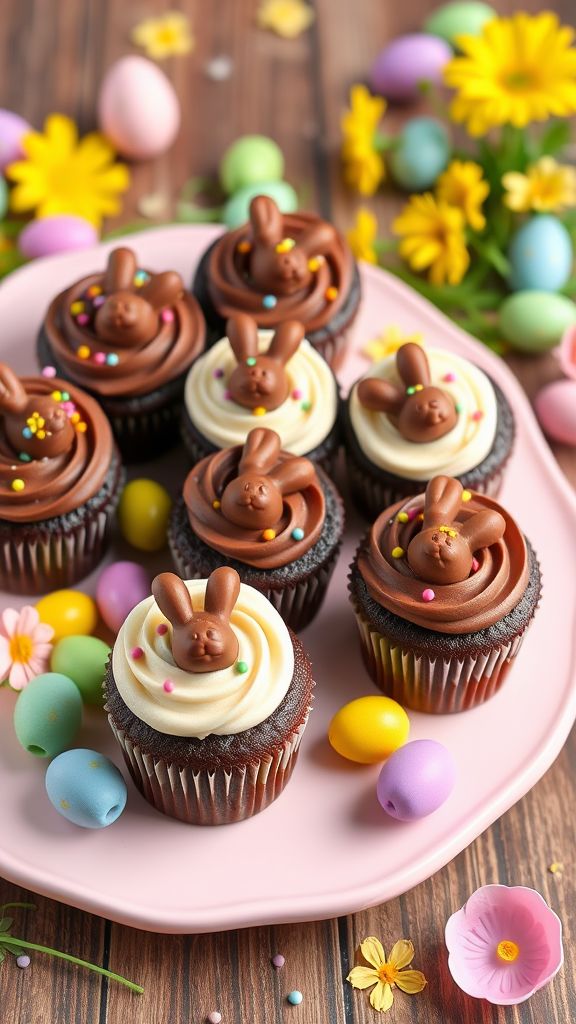 Chocolate Bunny Treasure Cupcakes  