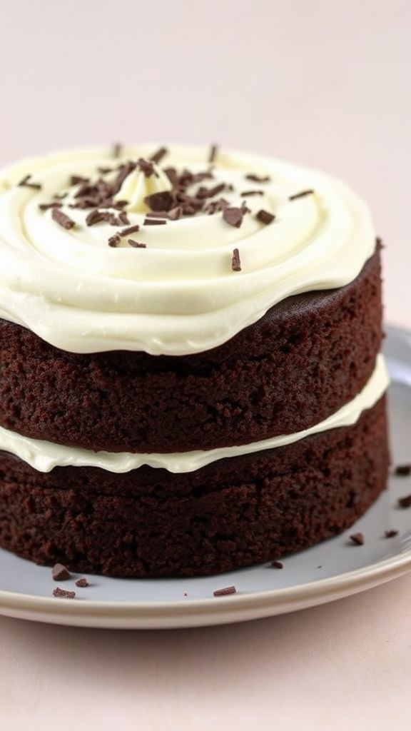 Chocolate Chiffon Cake with Vanilla Frosting