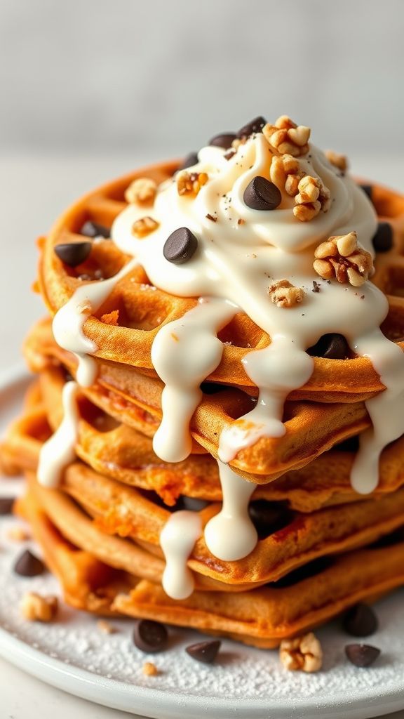 Chocolate Chip Carrot Cake Waffles