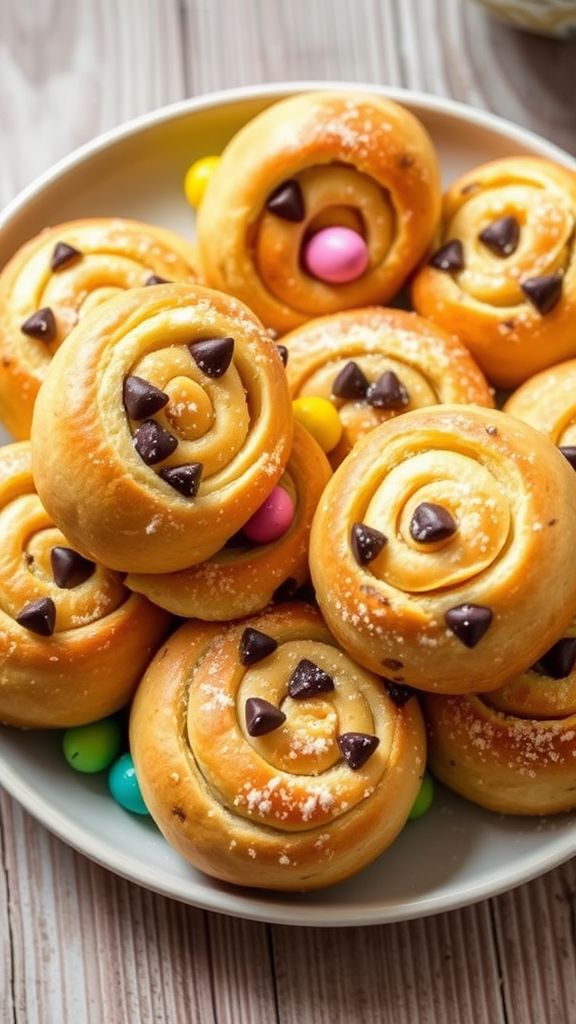 Chocolate Chip Egg Surprise Rolls  